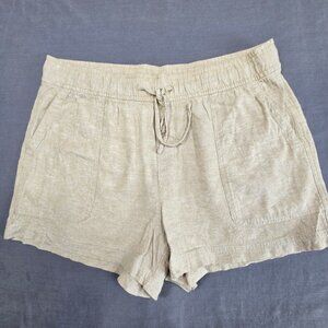 Gap Womens Linen Blend Drawstring Shorts Beige Size L